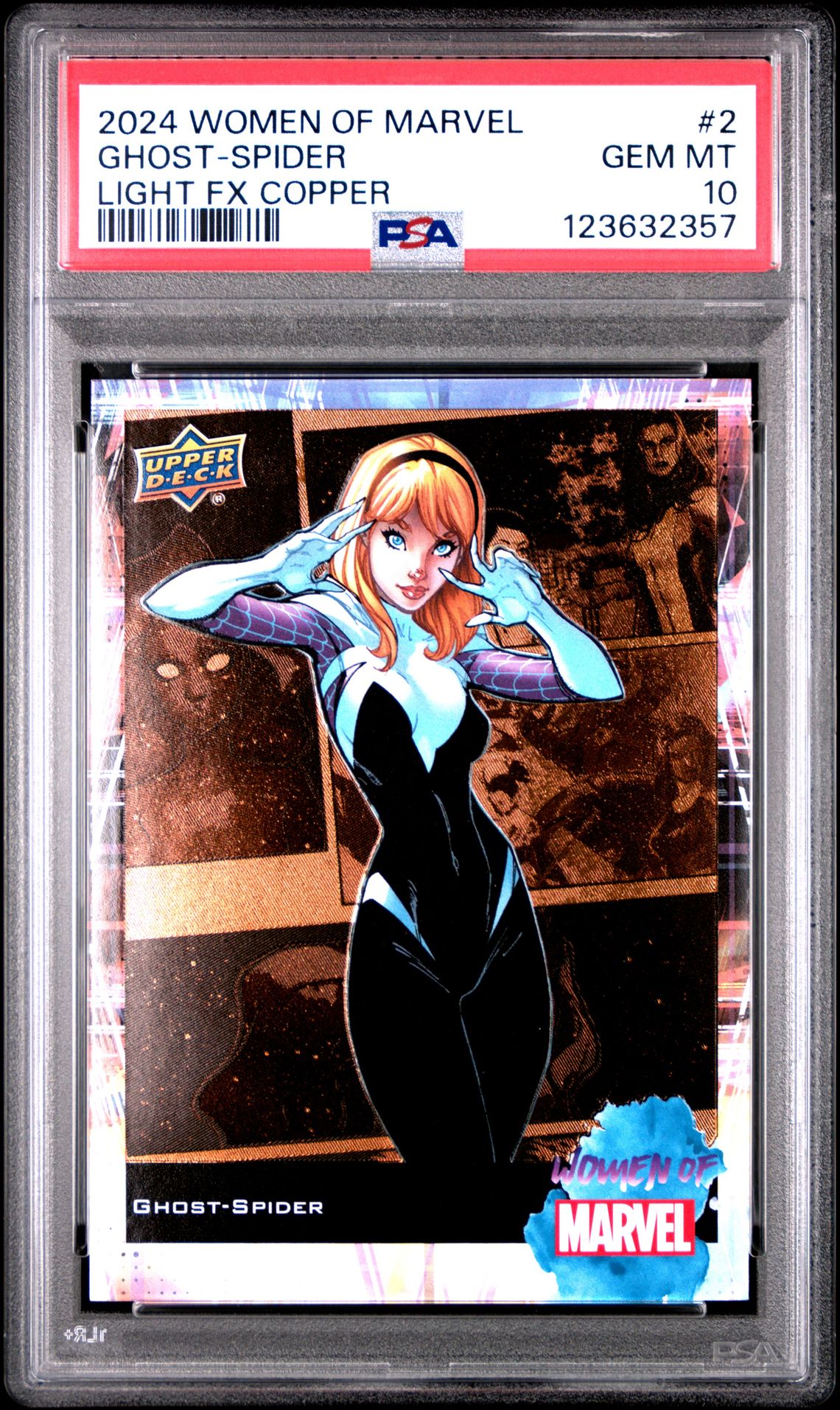 2024 UPPER DECK WOMEN OF MARVEL LIGHT FX COPPER #2 Ghost-Spider front