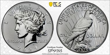 2024-S $1 Peace Dollar Rev PR Two-Coin Reverse Proof Set PR69