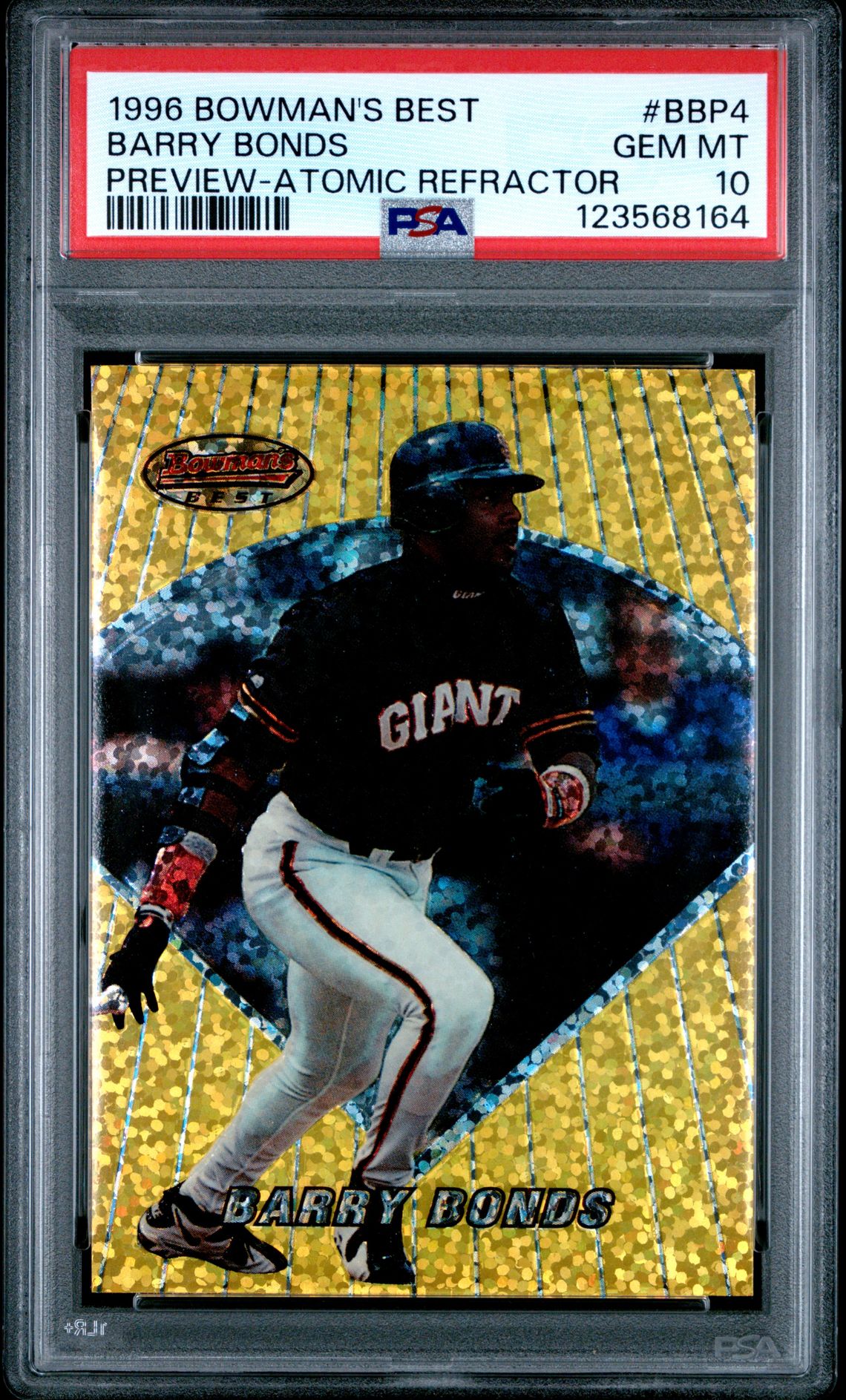 1996 Bowman BOWMAN'S BEST PREVIEW ATOMIC REFRACTOR #BBP4 Barry Bonds front