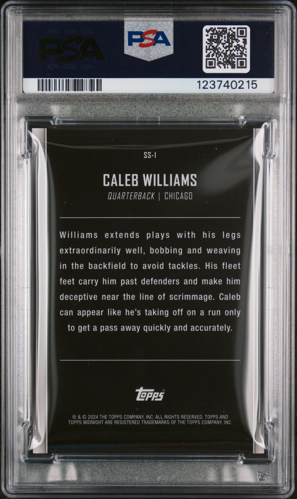 2024 Topps Midnight Star Studded Caleb Williams #Ss1 Mint 9 back