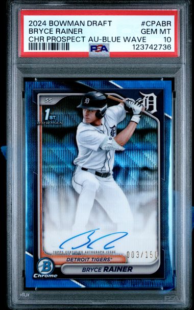 2024 Bowman Bowman Chrome CHR PROS AU-BLUE WAVE #CPA-BR Bryce Rainer front