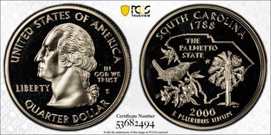 2000-S 25C South Carolina PR69DCAM
