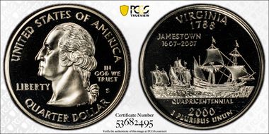 2000-S 25C Virginia PR69DCAM