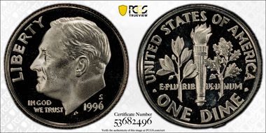 1996-S 10C PR69DCAM