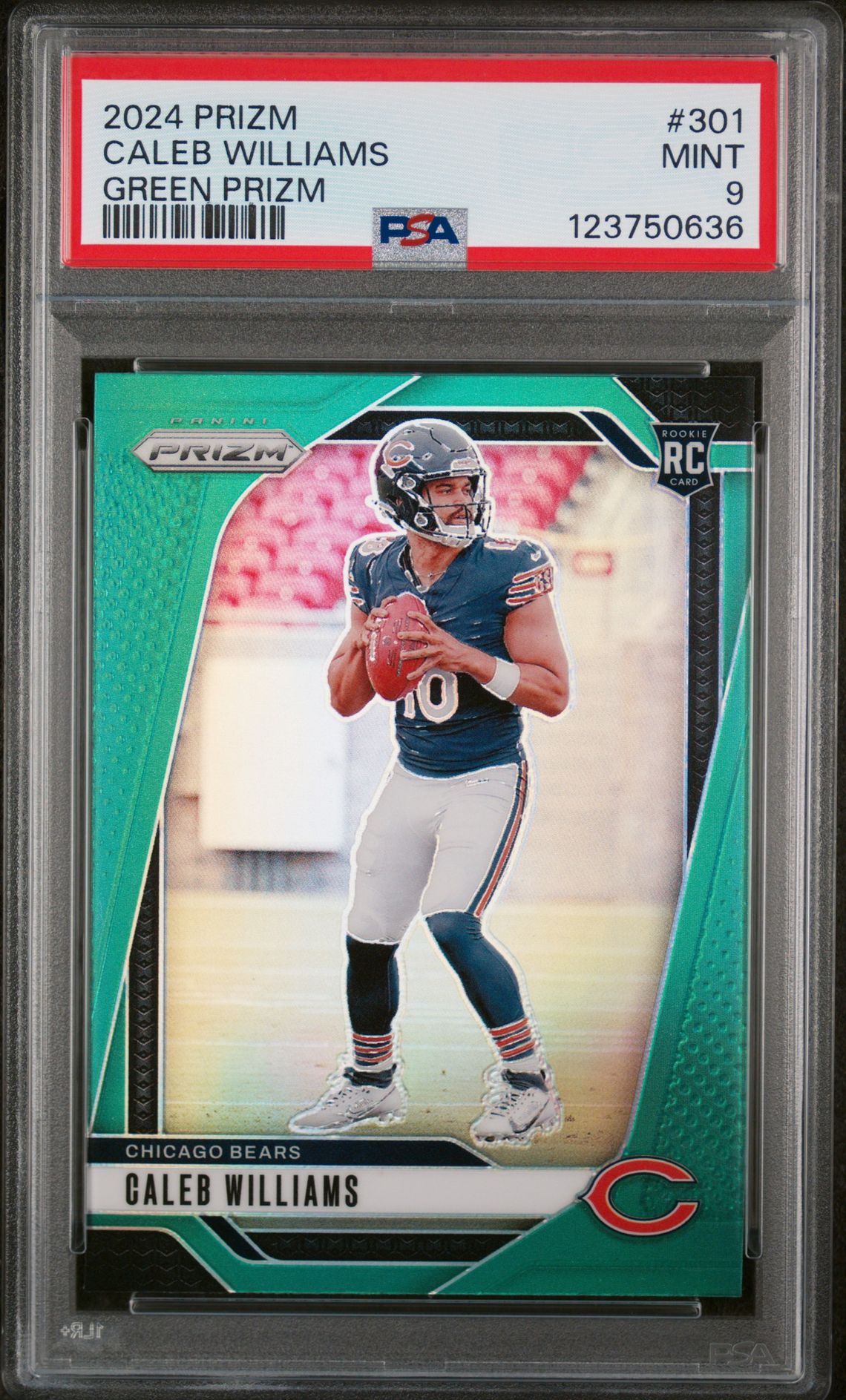 2024 Panini Prizm Caleb Williams #301 (Green Prizm) Mint 9 front