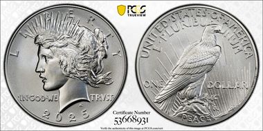 2025 $1 Peace Dollar First Strike MS70
