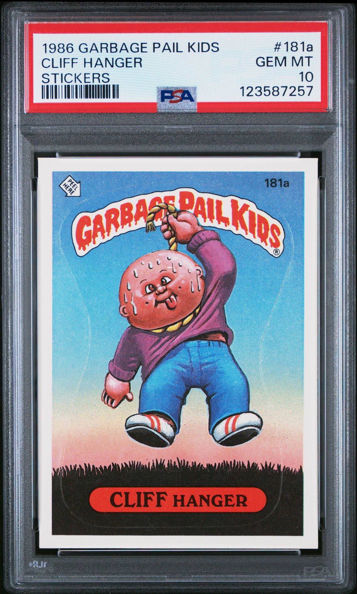 1986 Topps GARBAGE PAIL KIDS STICKERS #181A Cliff Hanger front