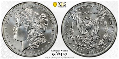 2021-D $1 Morgan Dollar 100th Anniversary MS68