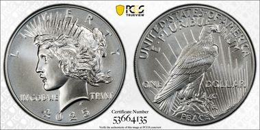 2025 $1 Peace Dollar First Strike MS70