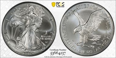 2025-(P) $1 Silver Eagle with Eagle Privy Struck at Philadelphia First Strike MS69