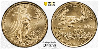 2014 $5 Gold Eagle MS70