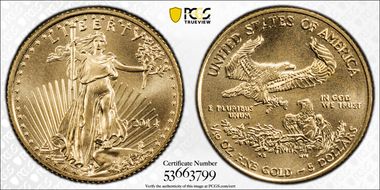 2014 $5 Gold Eagle MS70