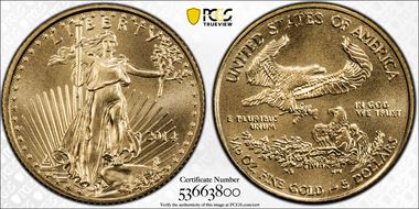 2014 $5 Gold Eagle MS70