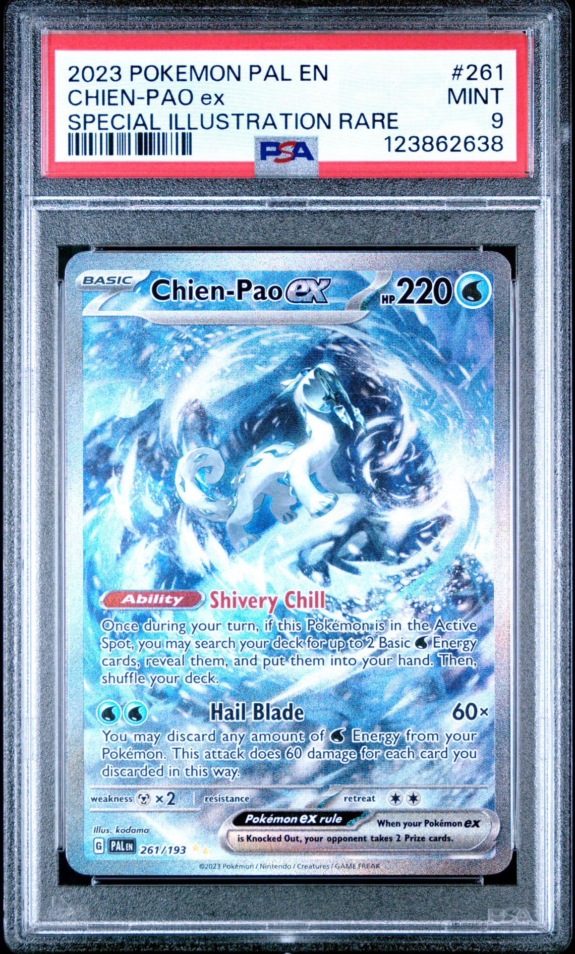 2023 Pokemon Pal En-Paldea Evolved Chien-Pao Ex #261 (Special Illustration Rare) Mint 9 front