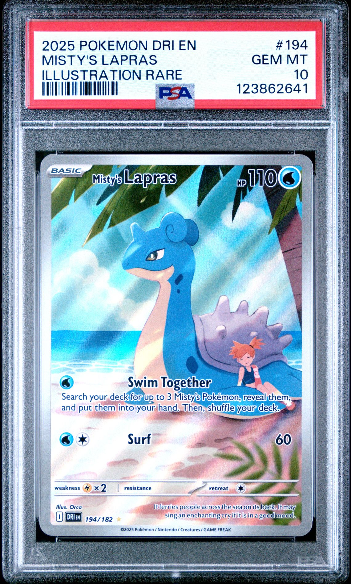 2025 Pokemon Dri En-Destined Rivals Misty's Lapras #194 (Illustration Rare) Gem Mt 10 front
