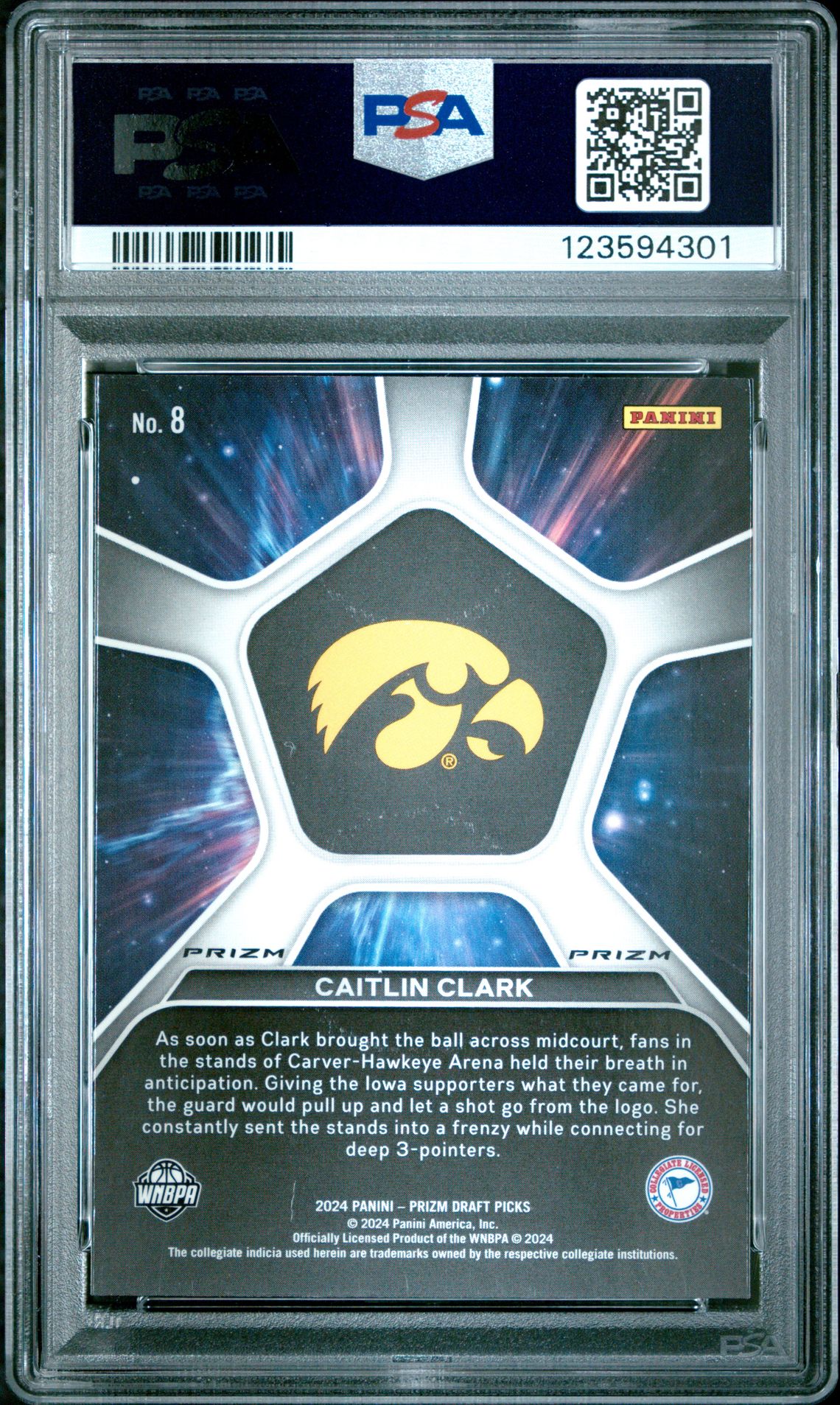 2024 Panini Prizm Draft Picks Deep Space Caitlin Clark #8 (Deep Space-Silver Prizm) Gem Mt 10 back