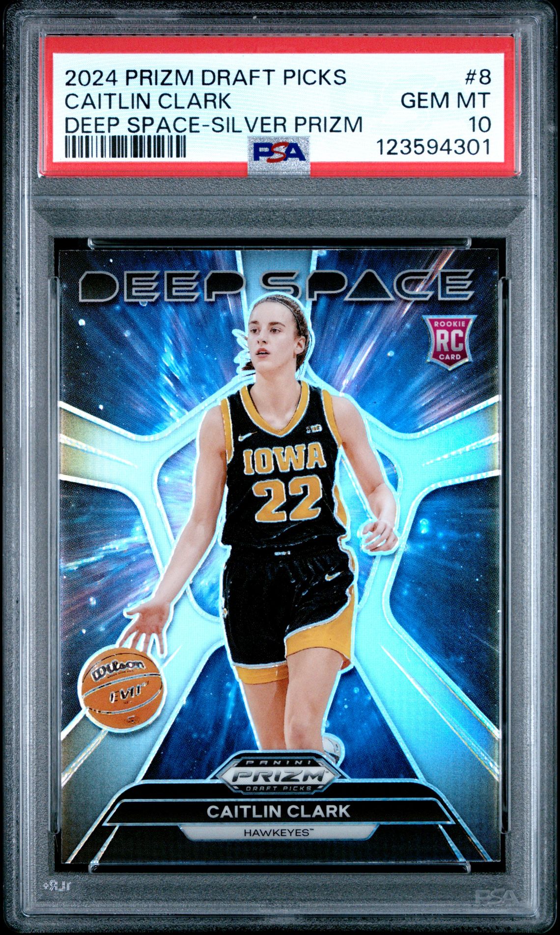 2024 Panini Prizm Draft Picks Deep Space Caitlin Clark #8 (Deep Space-Silver Prizm) Gem Mt 10 front