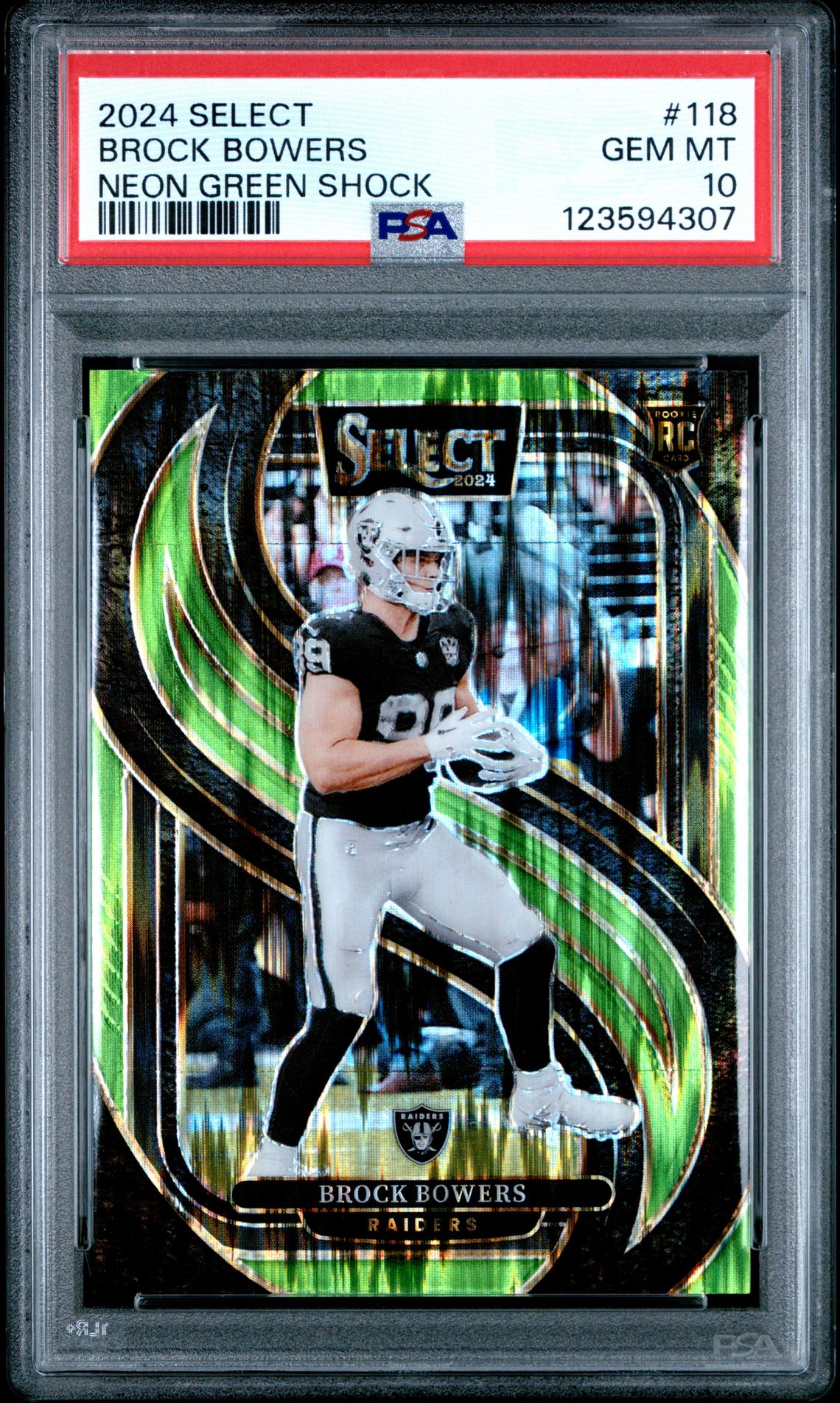 2024 Panini Select Brock Bowers #118 (Neon Green Shock) Gem Mt 10 front