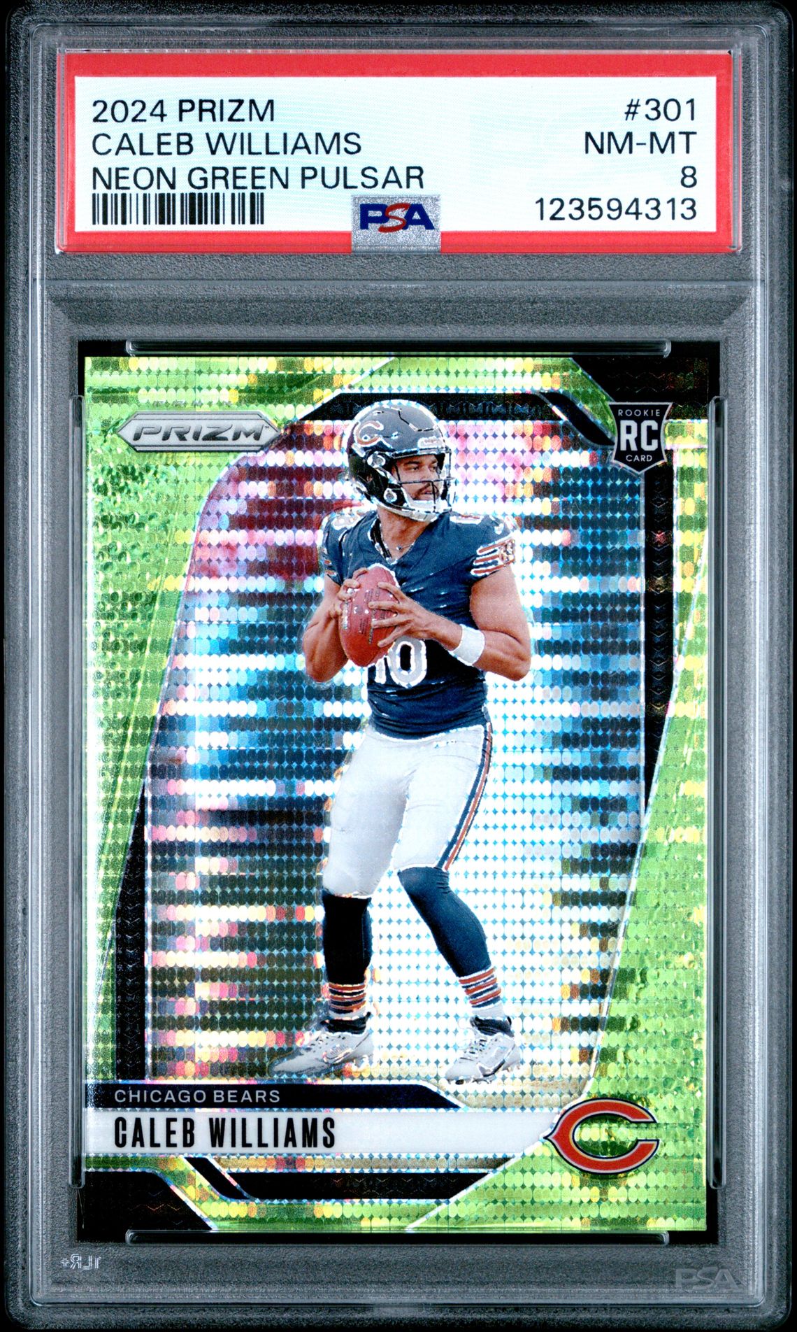 2024 Panini Prizm Caleb Williams #301 (Neon Green Pulsar) Nm-Mt 8 front