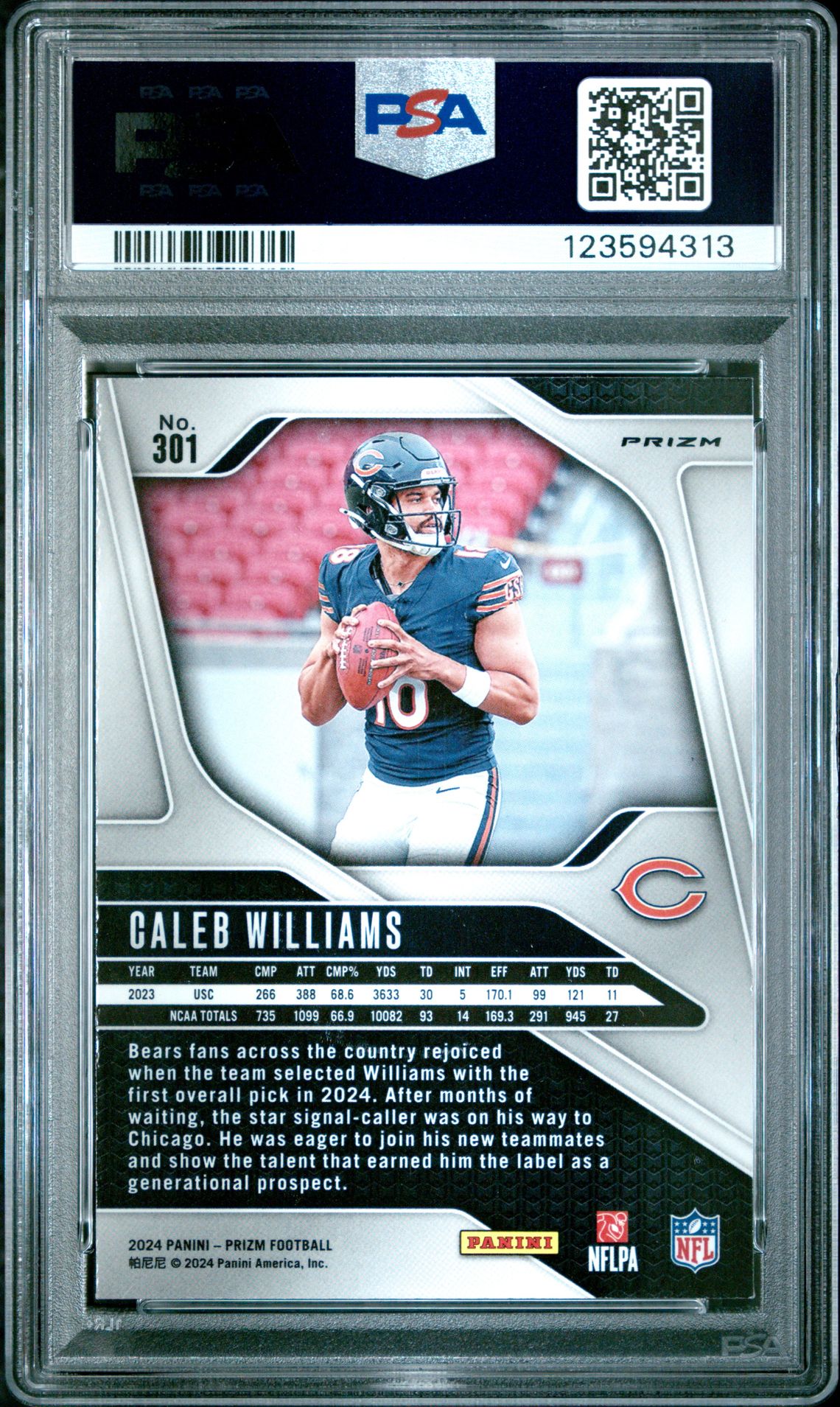 2024 Panini Prizm Caleb Williams #301 (Neon Green Pulsar) Nm-Mt 8 back