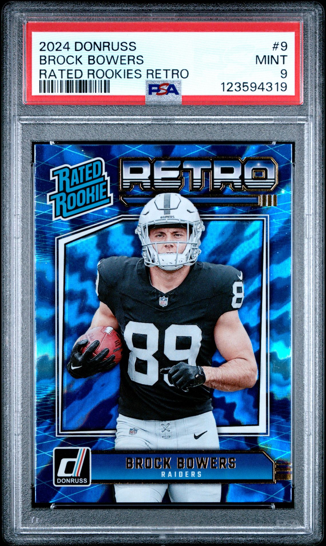 2024 Panini Donruss Rated Rookies Retro Brock Bowers #9 Mint 9 front