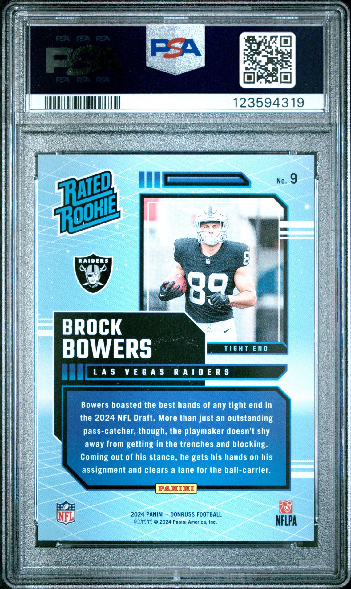 2024 Panini Donruss Rated Rookies Retro Brock Bowers #9 Mint 9 back