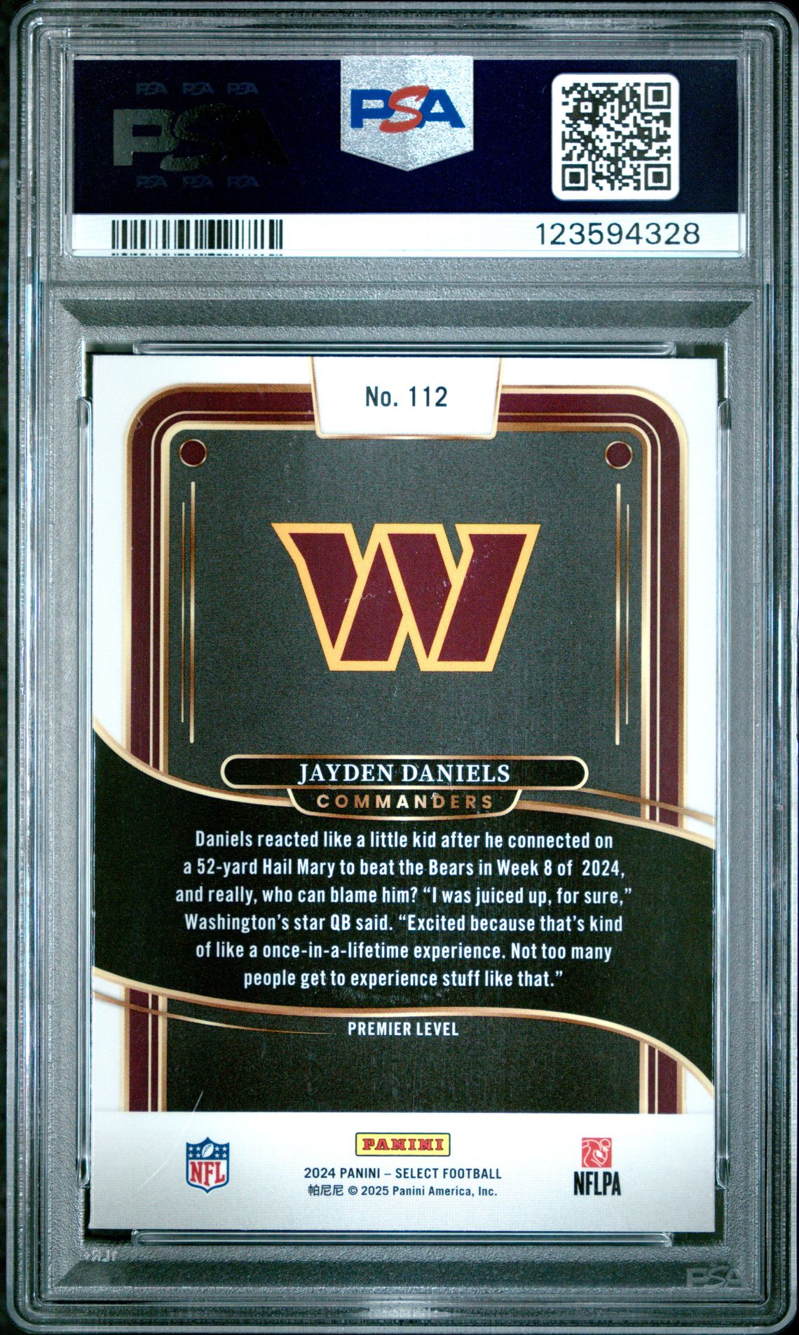 2024 Panini Select Jayden Daniels #112 Nm-Mt 8 back