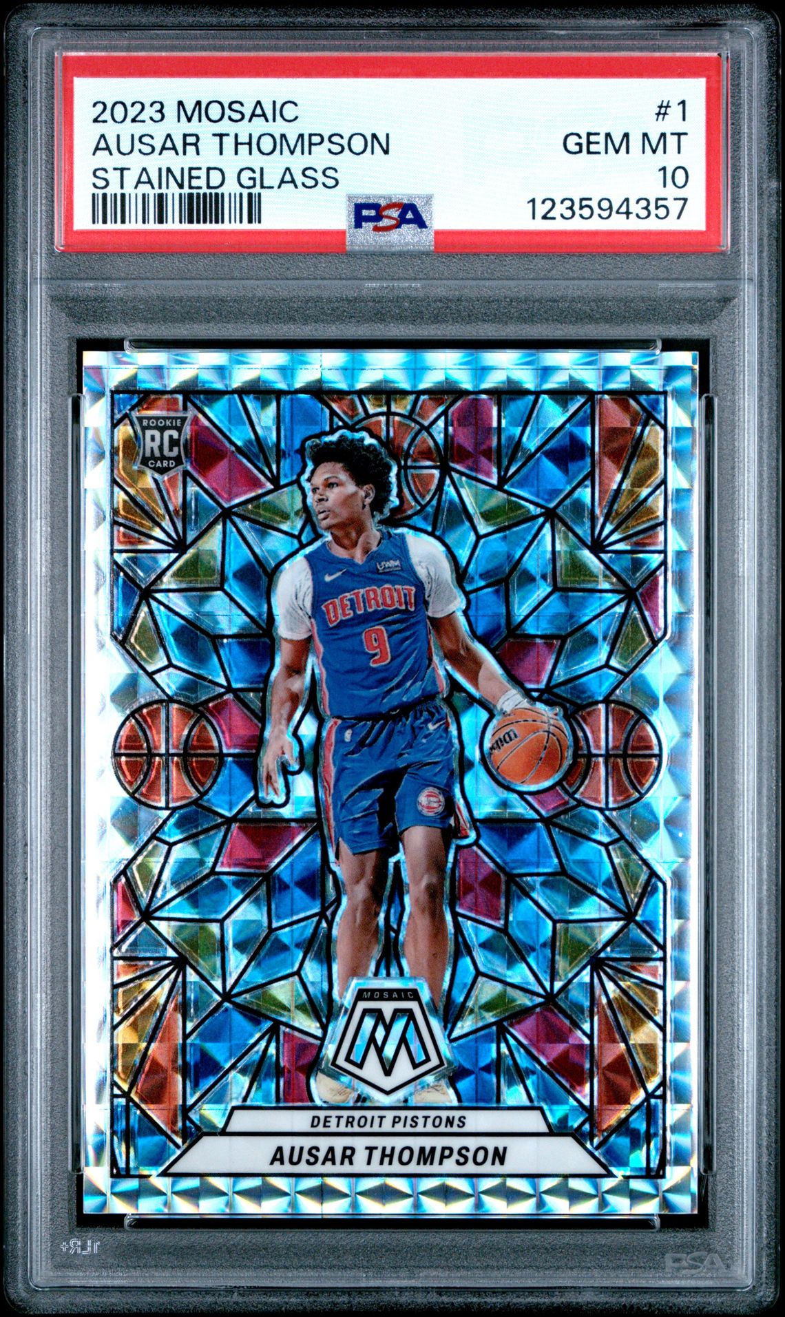 2023 Panini Mosaic Stained Glass Ausar Thompson #1 Gem Mt 10 front