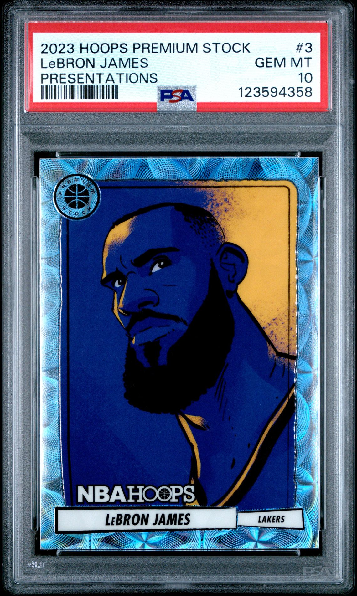 2023 Panini Hoops Premium Stock Presentations Lebron James #3 Gem Mt 10 front