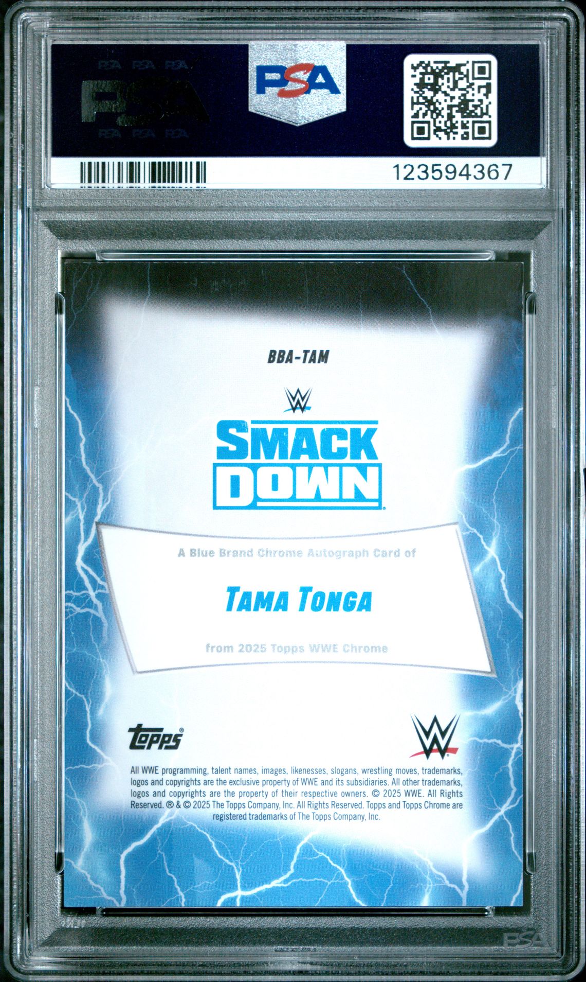 2025 Topps Chrome Wwe Blue Brand Chrome Autographs Tama Tonga #Tam (Blue Brand Chr Au-Org Geo) Nm-Mt 8 back