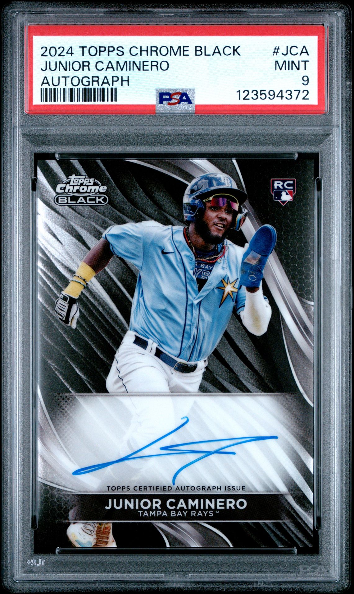 2024 Topps Chrome Black Autographs Junior Caminero #Jca Mint 9 front