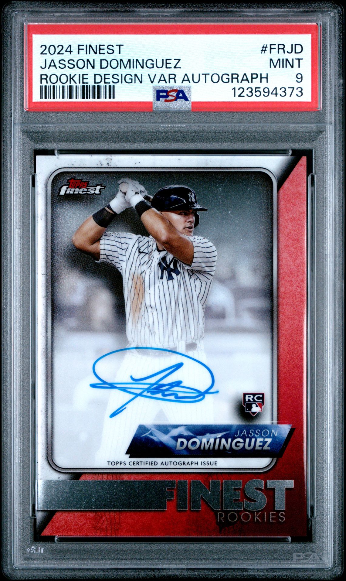 2024 Topps Finest Finest Rookie Design Variation Autographs Jasson Dominguez #Frjd (Rookie Design Var Autograph) Mint 9 front