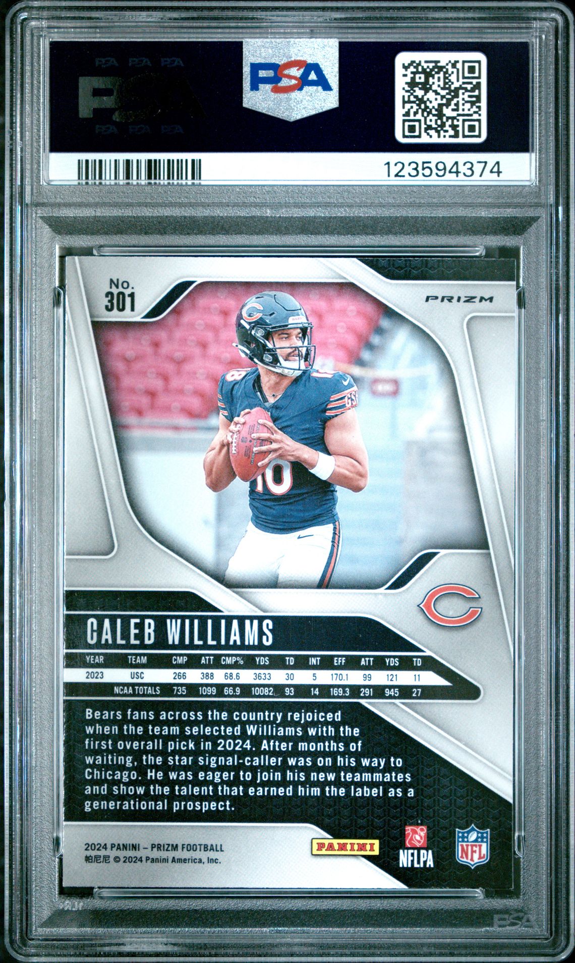 2024 Panini Prizm Caleb Williams #301 (Green Prizm) Nm-Mt 8 back