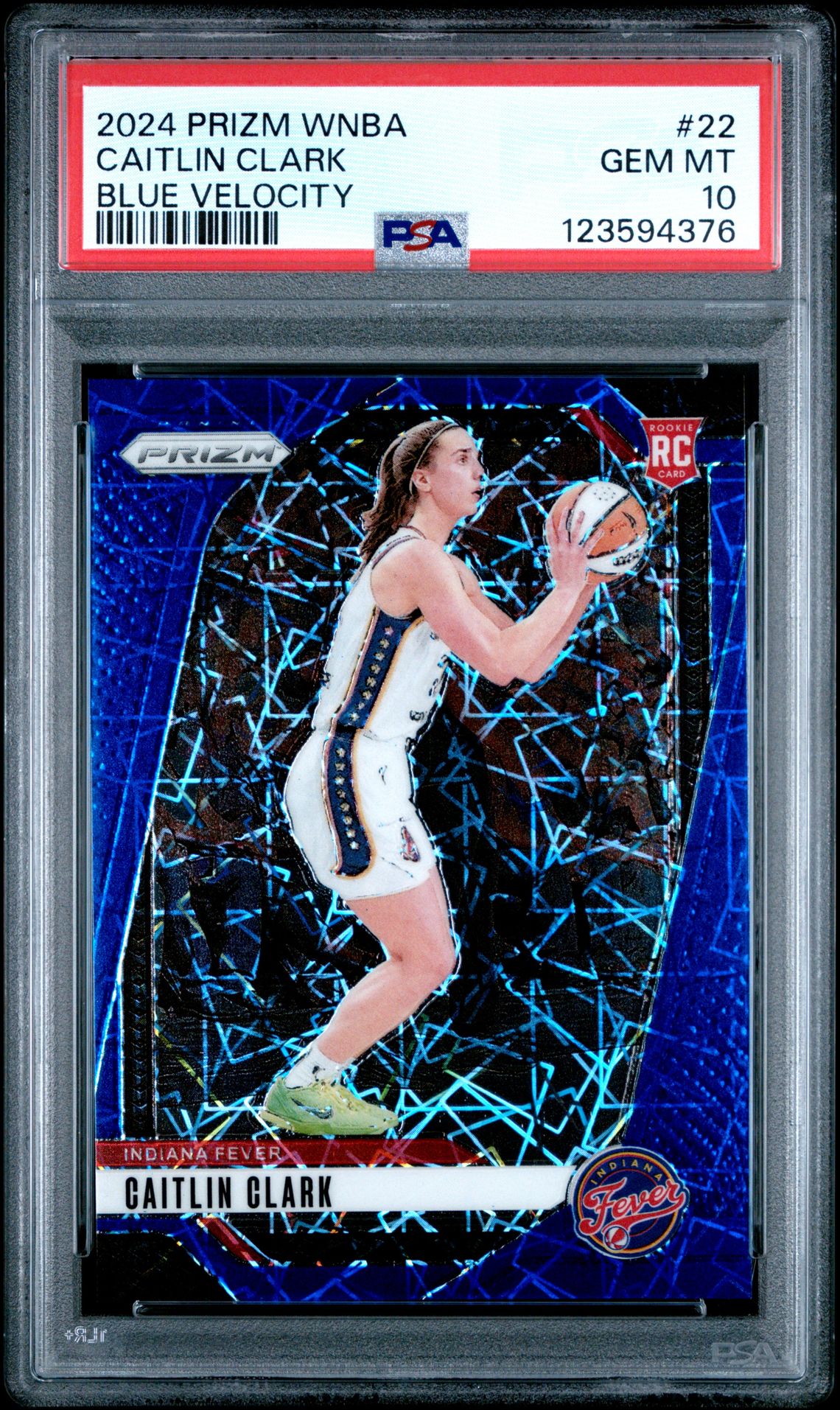2024 Panini Prizm Wnba Caitlin Clark #22 (Blue Velocity) Gem Mt 10 front