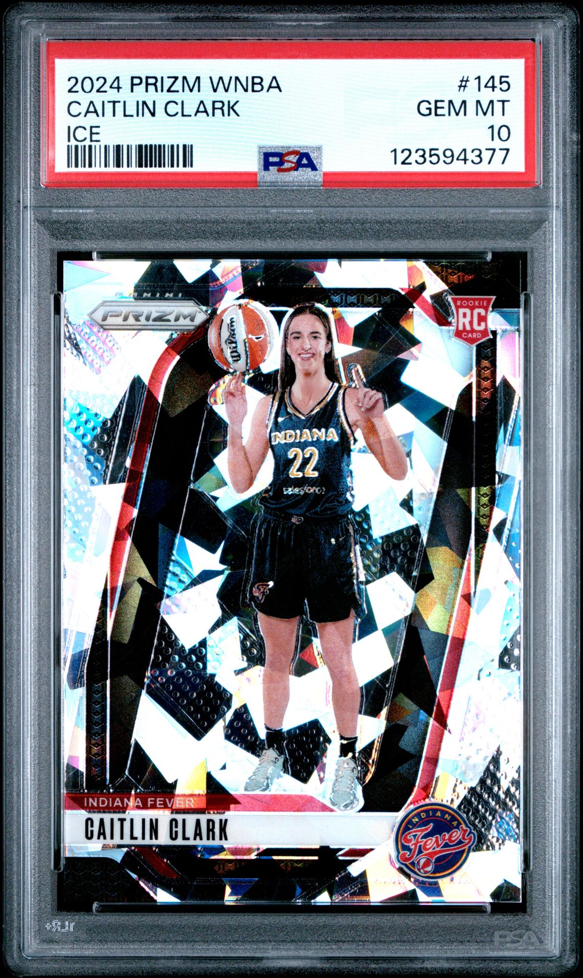 2024 Panini Prizm Wnba Caitlin Clark #145 (Ice) Gem Mt 10 front