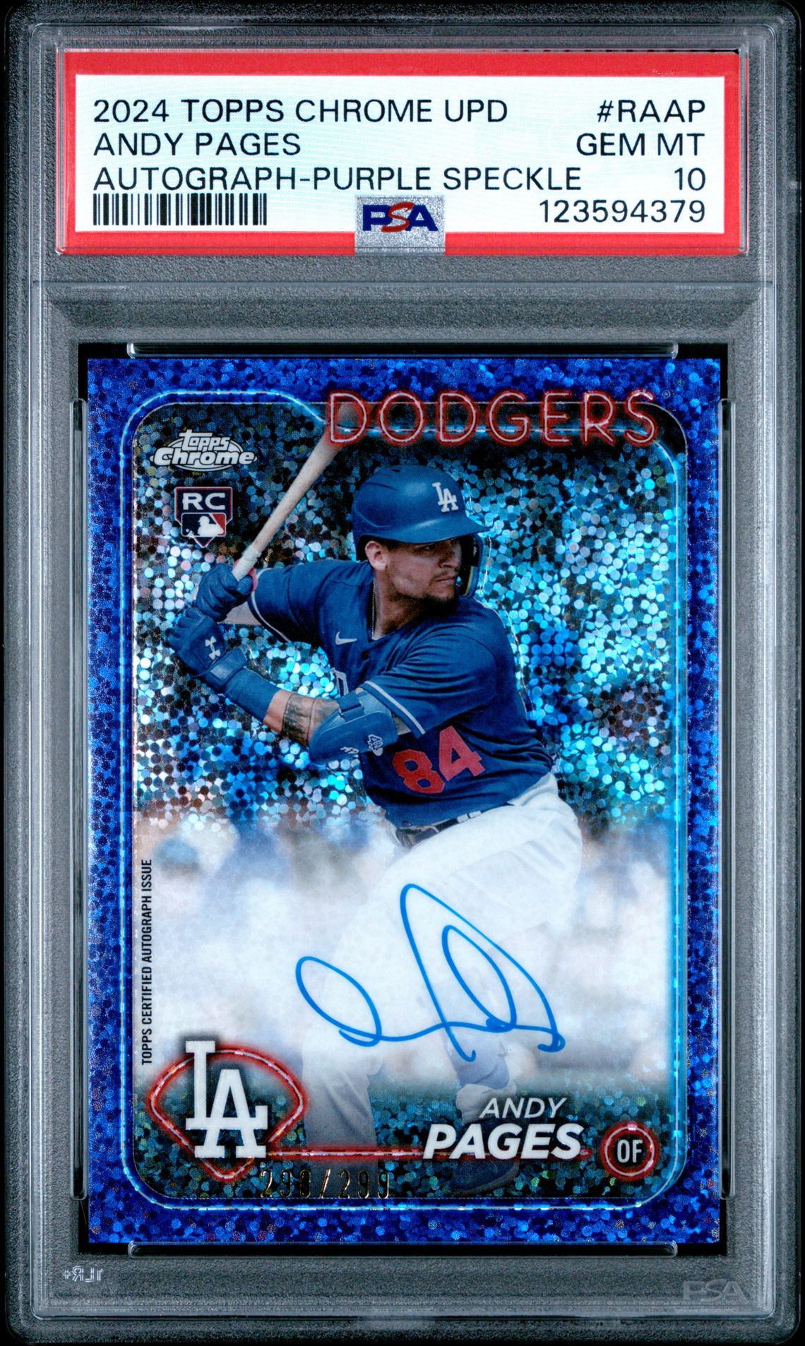 2024 Topps Chrome Update Chrome Baseball Update Series Autographs Andy Pages #Raap (Autograph-Purple Speckle) Gem Mt 10 front