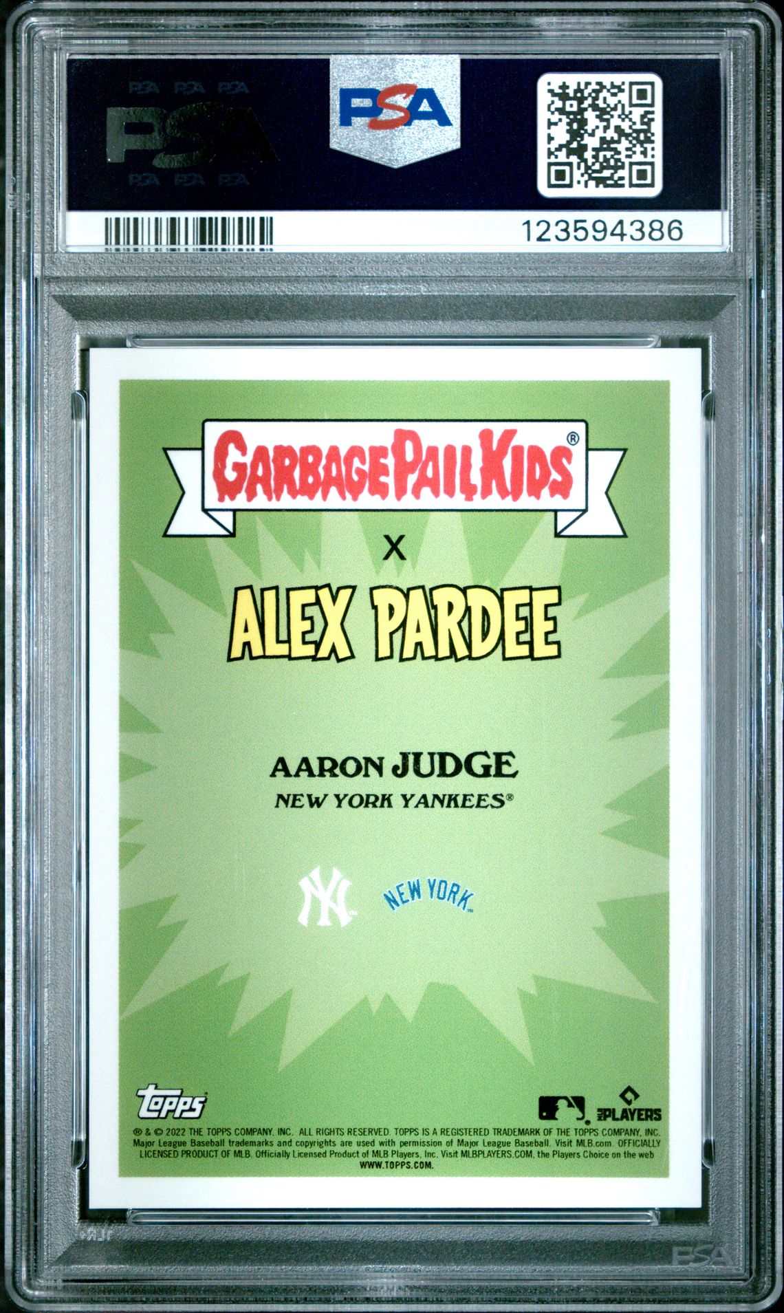 2022 Topps Garbage Pail Kids Gpk X Mlb Series 2 Alex Pardee Aaron Sludge #4A Gem Mt 10 back