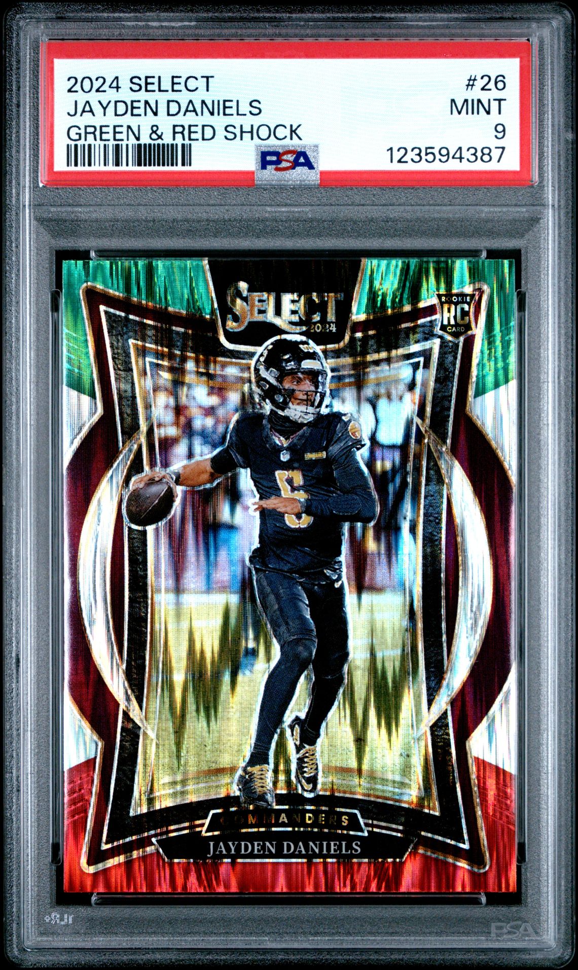 2024 Panini Select Jayden Daniels #26 (Green & Red Shock) Mint 9 front