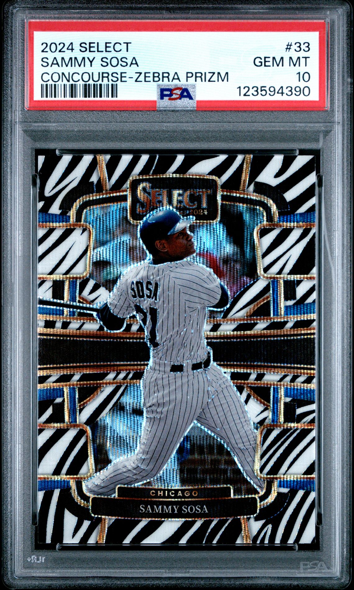 2024 Panini Select Concourse Sammy Sosa #33 (Concourse-Zebra Prizm) Gem Mt 10 front