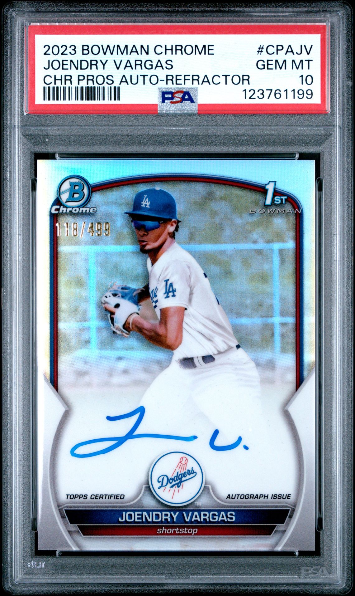 2023 Bowman BOWMAN CHROME PROSPECT AUTOGRAPHS Refractor Joendry Vargas front