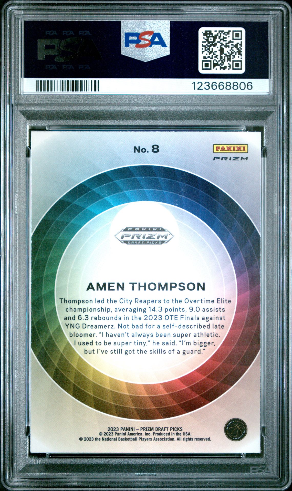 2023 Panini Prizm Draft Picks Color Wheel Amen Thompson #8 Gem Mt 10 back