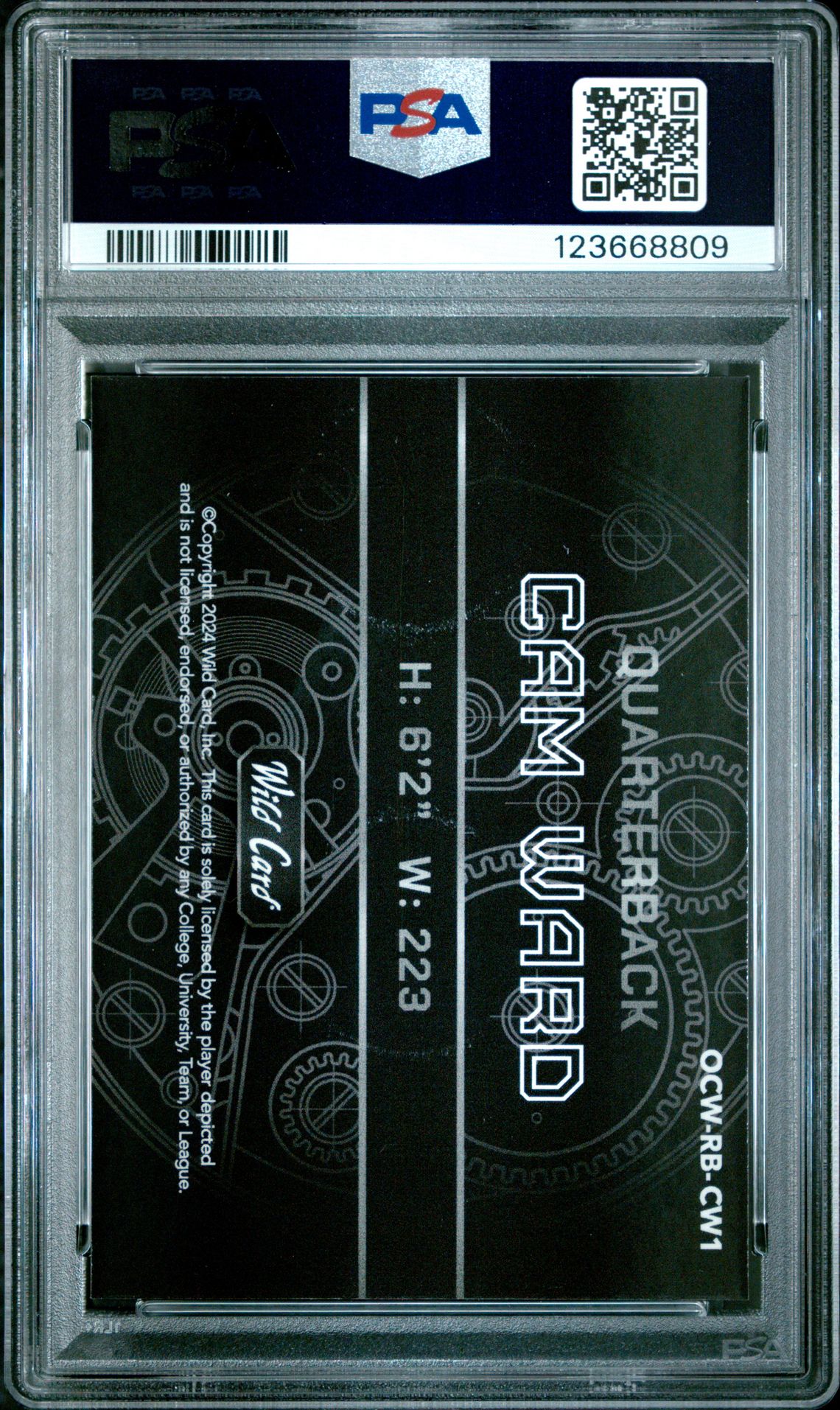 2024 Wild Card Qb1 On The Clock Hobby Cam Ward #Cw1 (Rainbow-Lava-Orange) Gem Mt 10 back