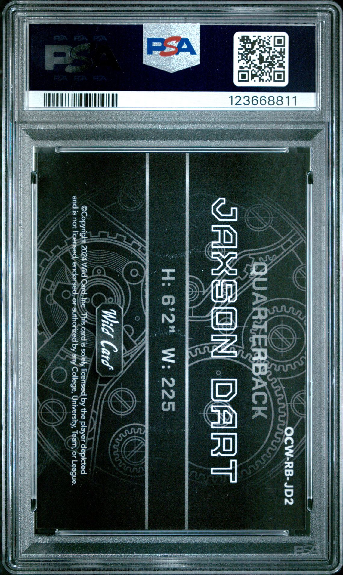 2024 Wild Card Qb1 On The Clock Hobby Jaxson Dart #Jd2 (Rainbow-Rainbow-Orange) Gem Mt 10 back