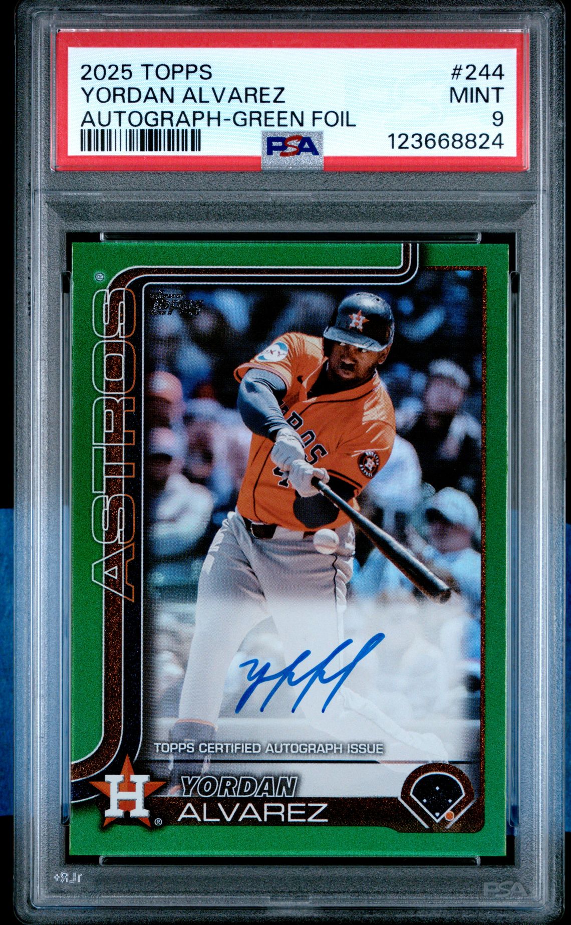 2025 Topps Yordan Alvarez #244 (Autograph-Green Foil) Mint 9 front