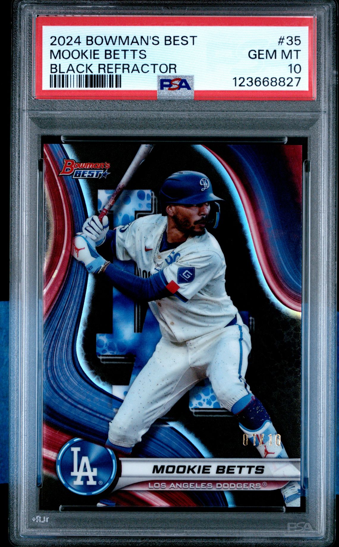 2024 Bowman's Best Mookie Betts #35 (Black Refractor) Gem Mt 10 front
