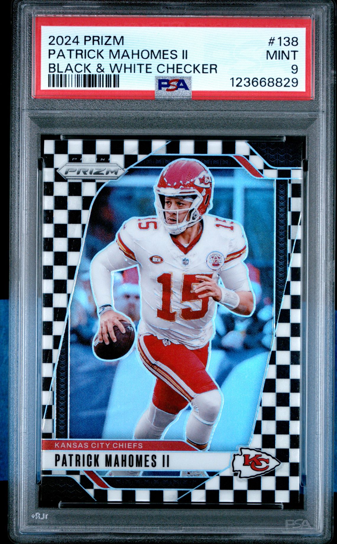 2024 Panini Prizm Patrick Mahomes Ii #138 (Black & White Checker) Mint 9 front