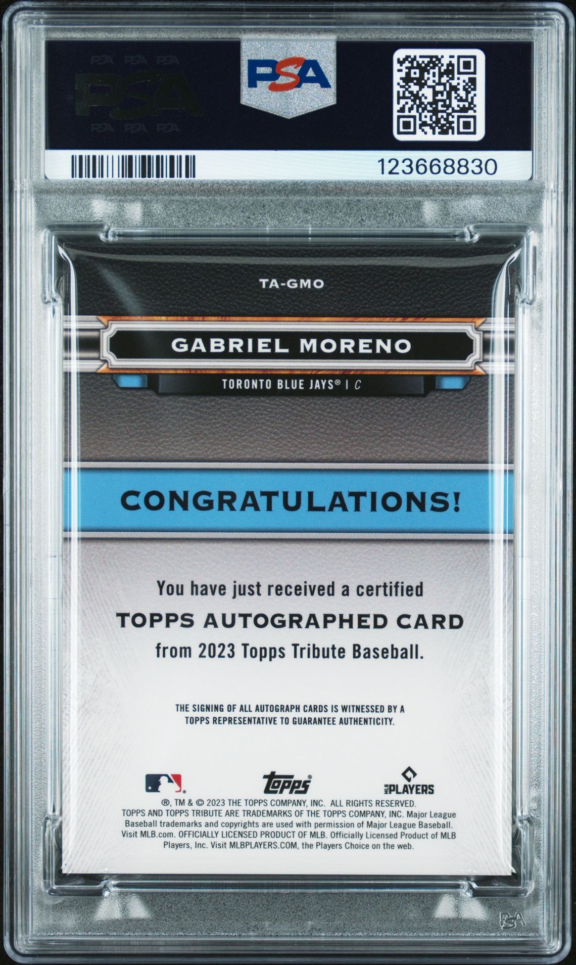 2023 Topps Tribute Tribute Autograph Gabriel Moreno #Tagmo (Autograph-Red) Mint 9 back