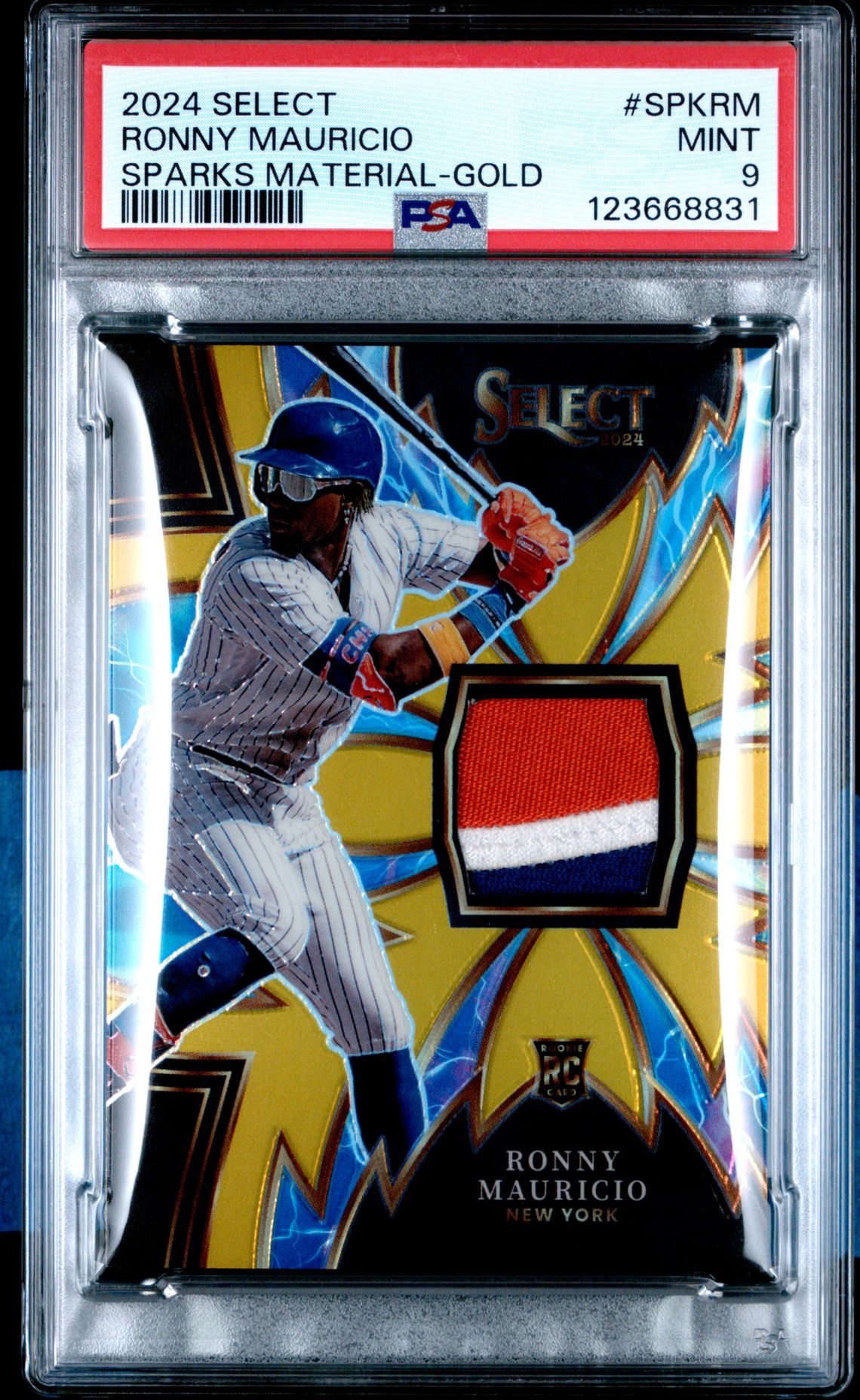 2024 Panini Select Sparks Materials Ronny Mauricio #Spkrm (Sparks Material-Gold) Mint 9 front