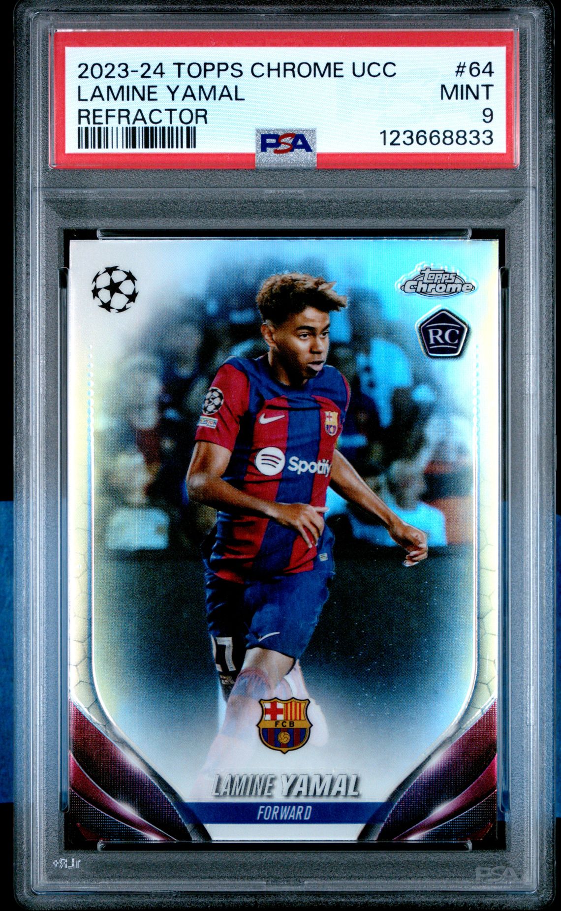 2023-24 Topps Chrome Uefa Club Competitions Lamine Yamal #64 (Refractor) Mint 9 front