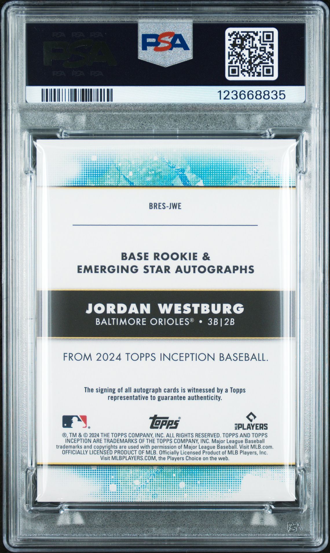 2024 Topps Inception Base Rookie And Emerging Star Autographs Jordan Westburg #Bresjwe (Rk/Emerging Stars Au-Green) Nm 7 back